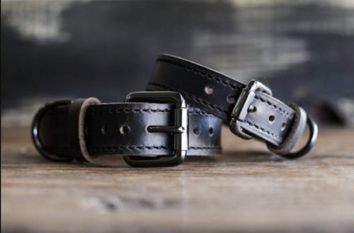 Personalized Leather Dog Collar - Black