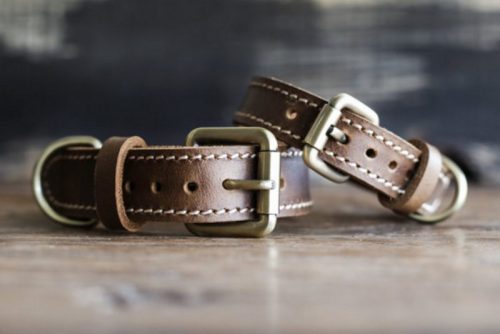Personalized Leather Dog Collar - Brown